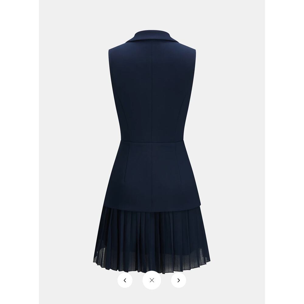 NWT Commense Blazer Style Pleated Mini Sleeveless Dress Sz S - Picture 3 of 6
